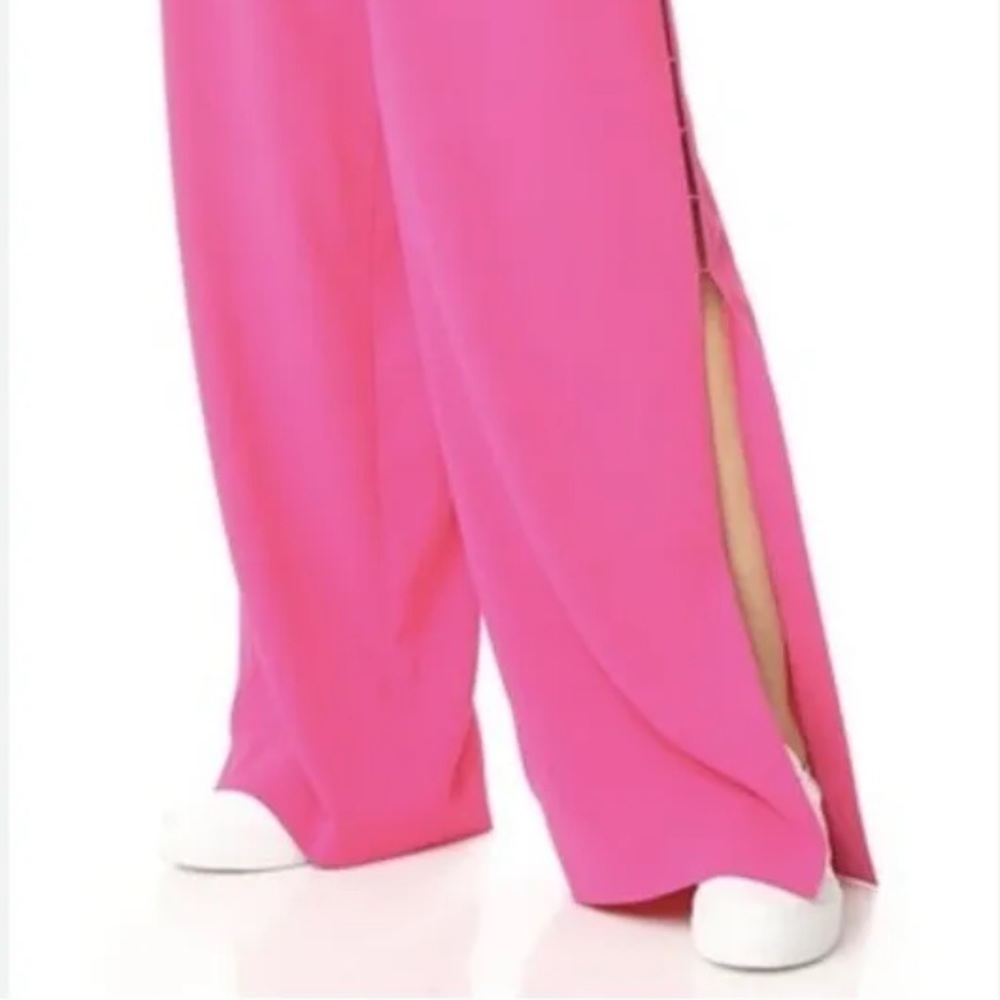 Alice + Olivia Pants Size 4 Shavon Side Slits Wide Leg Fuschia Pink
